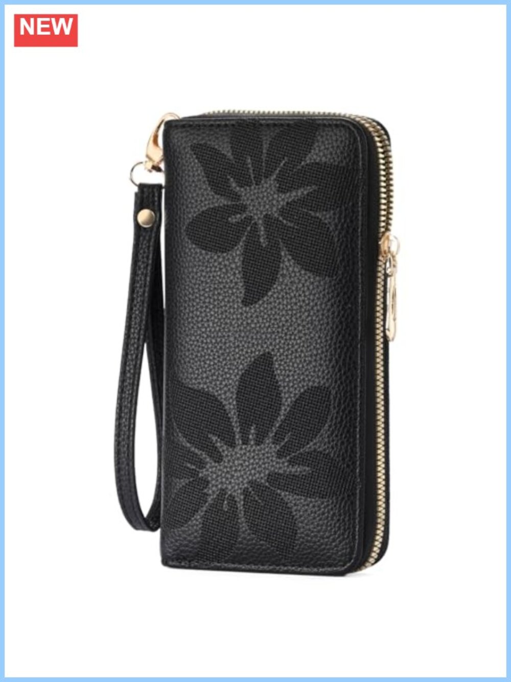 RFID Blocking Wristlet Wallet Vegan Leather Floral Clutch Card Holder